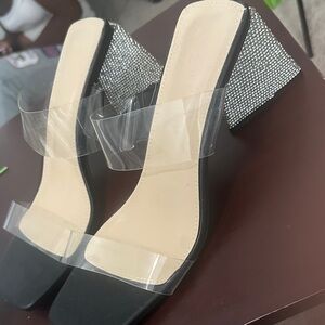 Wild Diva Black and Silver Glam Heels